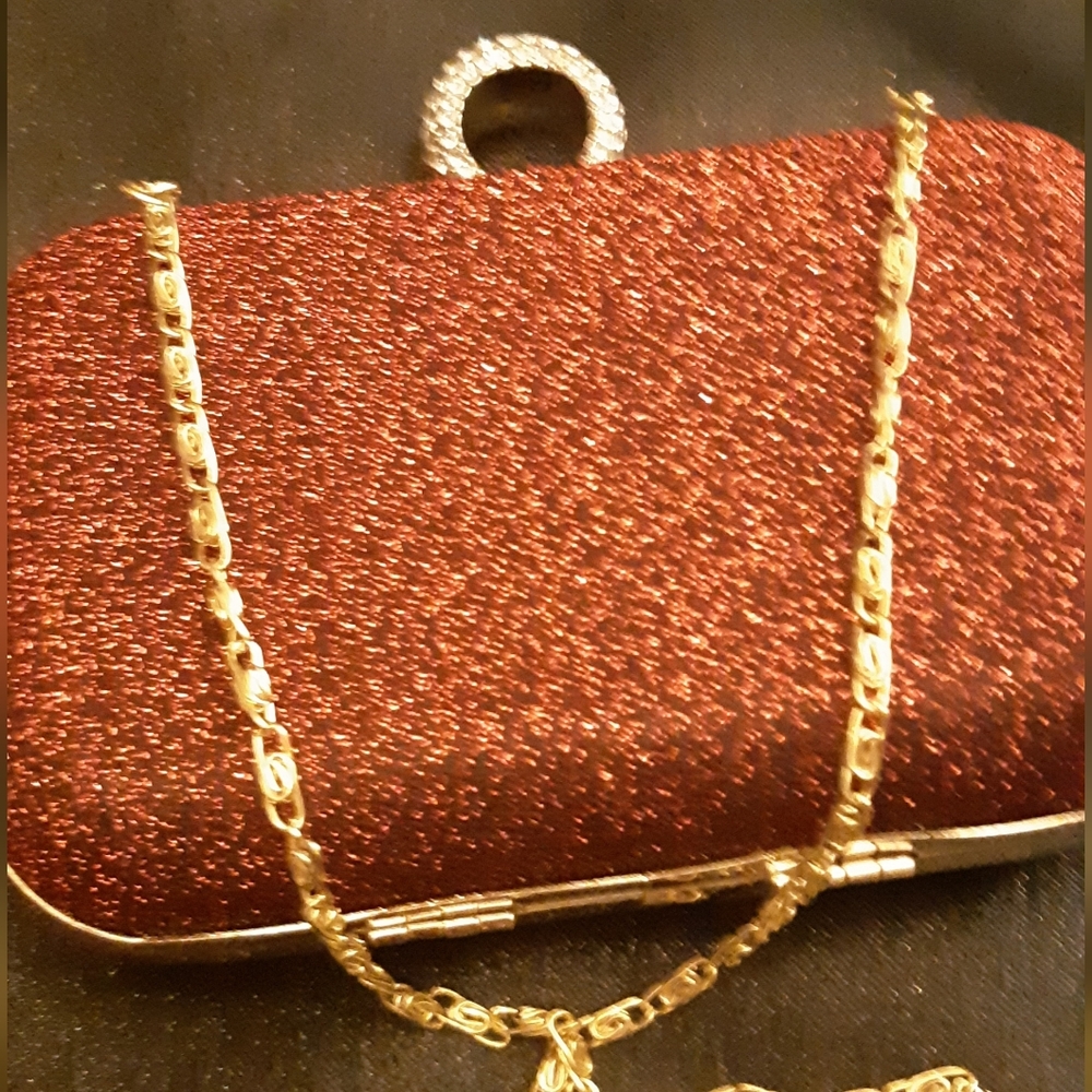 Red Sparkle Clutch Handbag With Ring Holder For Added Touch Of Sophistication